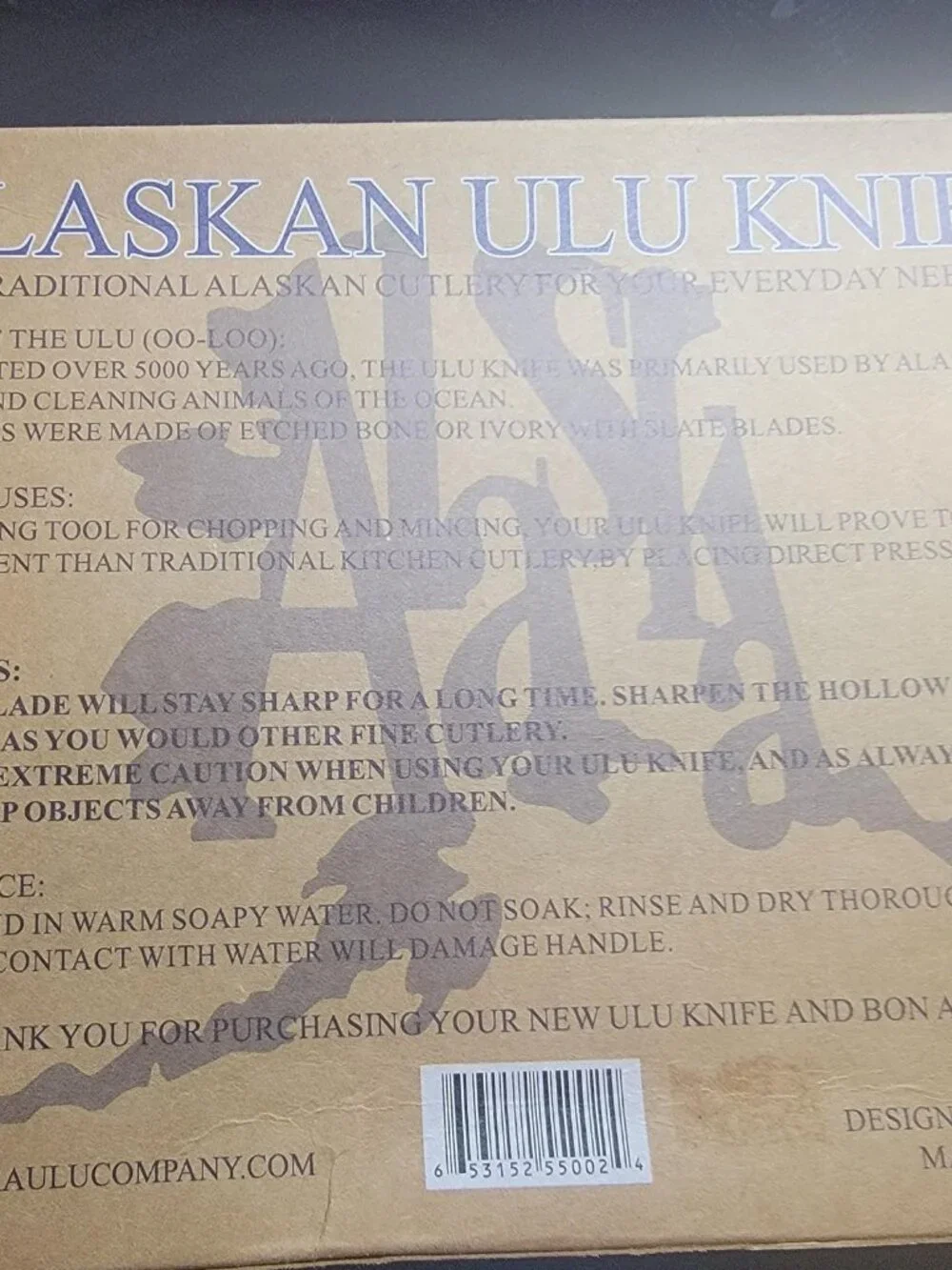 Alaska Ulu Company Alaskan Ulu Knife Wood Handle & Display Stand w/ Box